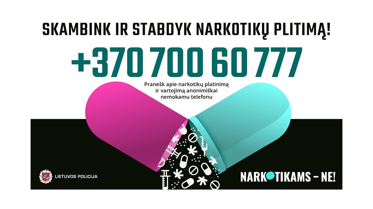 Nemokama policijos pasitikėjimo linija „Narkotikams – NE“